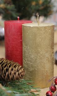 Rustic-Metallic-Kerze 6,8x13cm 43h